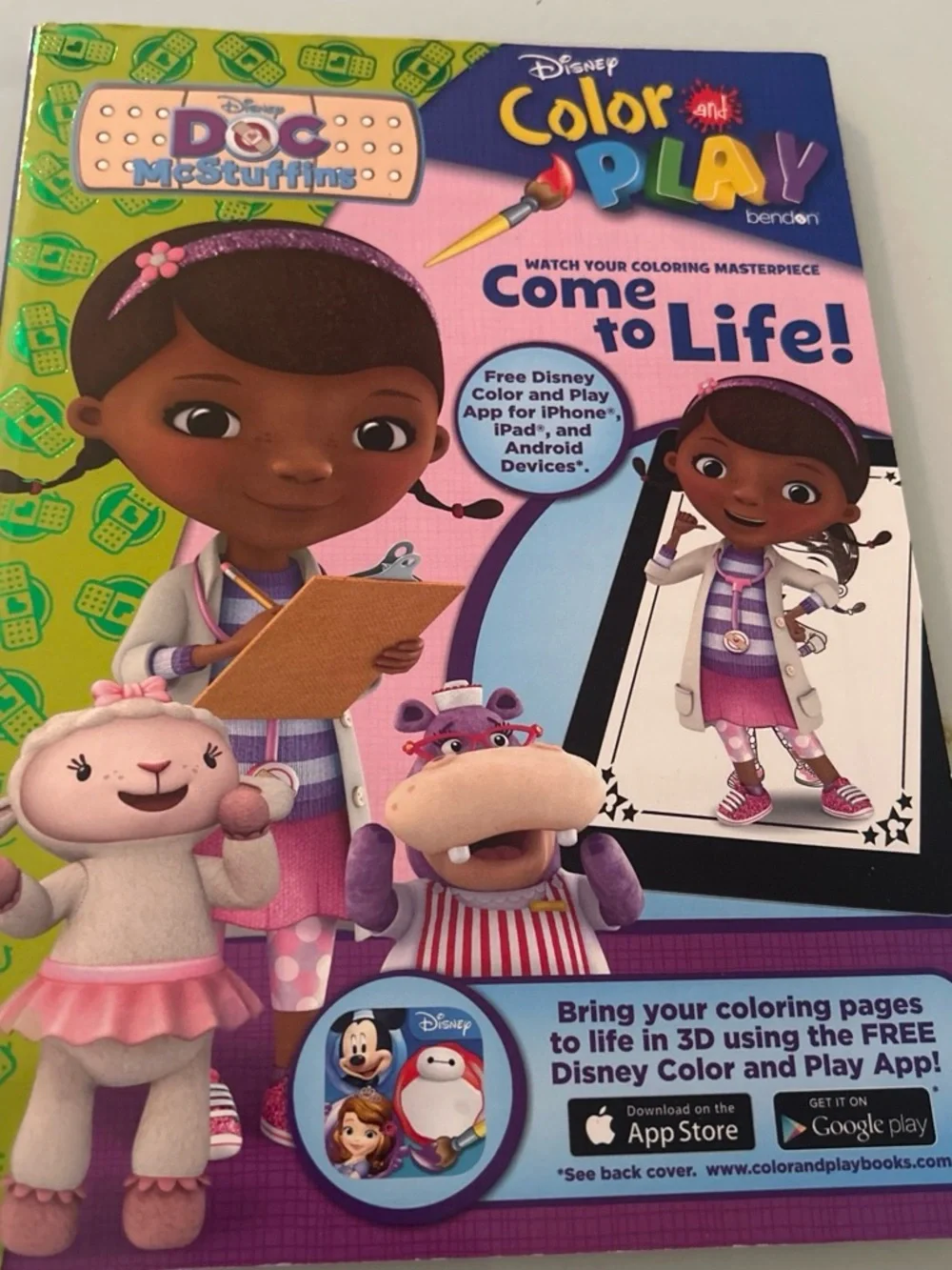 Disney Doc McStuffins Color and Play Activity Book - Pink, Purple, Green, Blue
